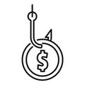 Fraud money hook icon, outline style