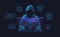 Fraud or scam background. Abstract hacker with programmer code.