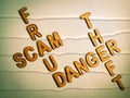 fraud scam danger theft text written on abstract background Royalty Free Stock Photo