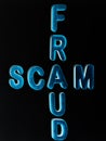 Fraud scam text written on abstract cross puzzles technique Royalty Free Stock Photo