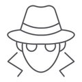 Fraud thin line icon, anonymity and agent, spy sign, vector graphics, a linear pattern on a white background.