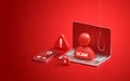 Fraud user scam internet cyber hacker crime identity theft security data phishing online. Digital attack password 3d risk fake