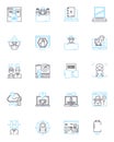 Fraudsters linear icons set. Deceit, Scam, Swindle, Sham, Trickster, Con-artist, Imposter line vector and concept signs Royalty Free Stock Photo