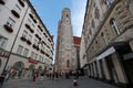 The Frauenkirche, the cathedral in the city center of Munich with the two majestic bell towers.