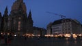 Frauenkirche cathedral in Dresden, Germany in summer, night scene croud of tourists