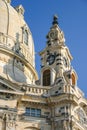 Frauenkirche in Dresden detail at beautiful blue sky Royalty Free Stock Photo