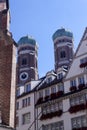 Frauenkirche towers in Munich. View from Neuhauser Street Munich Bavaria