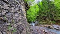 Frauenkogel - A hiking trail leading over a bridge crossing a river in the Karawanks in Carinhtia Royalty Free Stock Photo