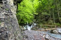 Frauenkogel - A hiking trail leading over a bridge crossing a river in the Karawanks in Carinhtia Royalty Free Stock Photo