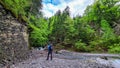 Frauenkogel - Male backpacker on a hiking path in the Karawanks in Carinthia. Alps Royalty Free Stock Photo