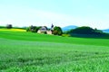 settlemen Fraukirch around a pilgrim church in spring