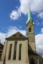 Fraumunster church with the belltower - Zurich, Switzerland.