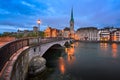 Fraumunster Church and Limmat River in the Morning, Zurich, Switzerland