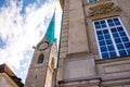 Fraumunster church's tower in Zurich Royalty Free Stock Photo