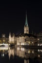 Fraumunster church, Zurich at night Royalty Free Stock Photo