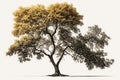 Fraxinus Tree On A White Background. Generative AI