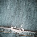 Frayed blue jeans