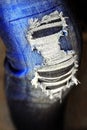 Frayed Blue Jeans Worn Denim Pants Royalty Free Stock Photo