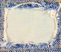 Frayed denim frame. Copy space. Royalty Free Stock Photo