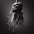 Frayed End of a Rope in Darkness Royalty Free Stock Photo