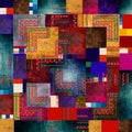 frayed fabric textured ethnic geometric silk scarf design