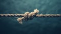 A Frayed Rope on Blue Background.AI generated image Royalty Free Stock Photo