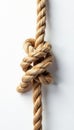 Frayed rope noose, broken loop White background , dark, shadow, undone Royalty Free Stock Photo