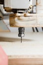 Frazier in cnc router, close up shot. Computer numerical control machine.