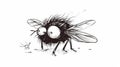 Frazzled Fly: Whimsical Ink Cartoon