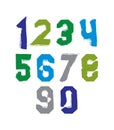 Freak colorful graffiti digits, set of unusual numbers dr