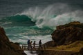 Freak wave at the coastline in Portugal Royalty Free Stock Photo