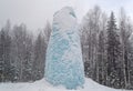 Freaks of nature. Huge icicle formed around a source of artesian