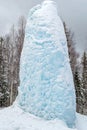 Freaks of nature. Huge icicle formed around a source of artesian