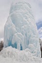 Freaks of nature. Huge icicle formed around a source of artesian