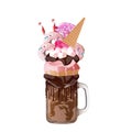 Freakshakes. Extreme milkshake. Vector illustration. Royalty Free Stock Photo