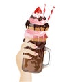 Freakshakes. Extreme milkshake. Vector illustration.