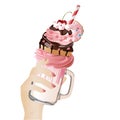 Freakshakes. Extreme milkshake. Vector illustration.