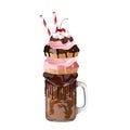 Freakshakes. Extreme milkshake. Vector illustration