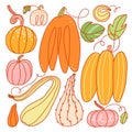 Freaky abstract pumpkins vector illustration set