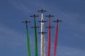 Frecce Tricolore, acrobatic air force patrol of the Italian air force, evolutions with Italian tricolor smoke trails