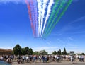 Frecce Tricolore, acrobatic air force patrol of the Italian air force, evolutions with Italian tricolor smoke trails