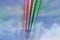 Frecce Tricolore, acrobatic air force patrol of the Italian air force, evolutions with Italian tricolor smoke trails