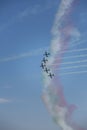 Frecce Tricolore, Three-Colored Arrows in Ladispoli, Italy Royalty Free Stock Photo