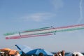 Frecce Tricolore, Three-Colored Arrows in Ladispoli, Italy Royalty Free Stock Photo