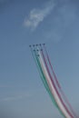 Frecce Tricolore, Three-Colored Arrows in Ladispoli, Italy Royalty Free Stock Photo