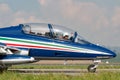 Frecce Tricolori formation display team of the Italian Air Force Aeronautica Militare Italiana flying Aermacchi MB-339PAN aircra