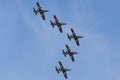 Frecce Tricolori formation display team of the Italian Air Force Aeronautica Militare Italiana flying Aermacchi MB-339PAN aircra