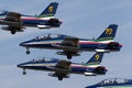 Frecce Tricolori formation display team of the Italian Air Force Aeronautica Militare Italiana flying Aermacchi MB-339PAN aircra