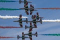 Frecce Tricolori formation display team of the Italian Air Force Aeronautica Militare Italiana flying Aermacchi MB-339PAN aircra