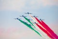 Frecce Tricolori Tricolour Arrows at Pisa Airshow, Italian National Acrobatic PAN Royalty Free Stock Photo